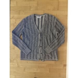 VTG thackery Herringbone V Neck Cardigan Grey medium